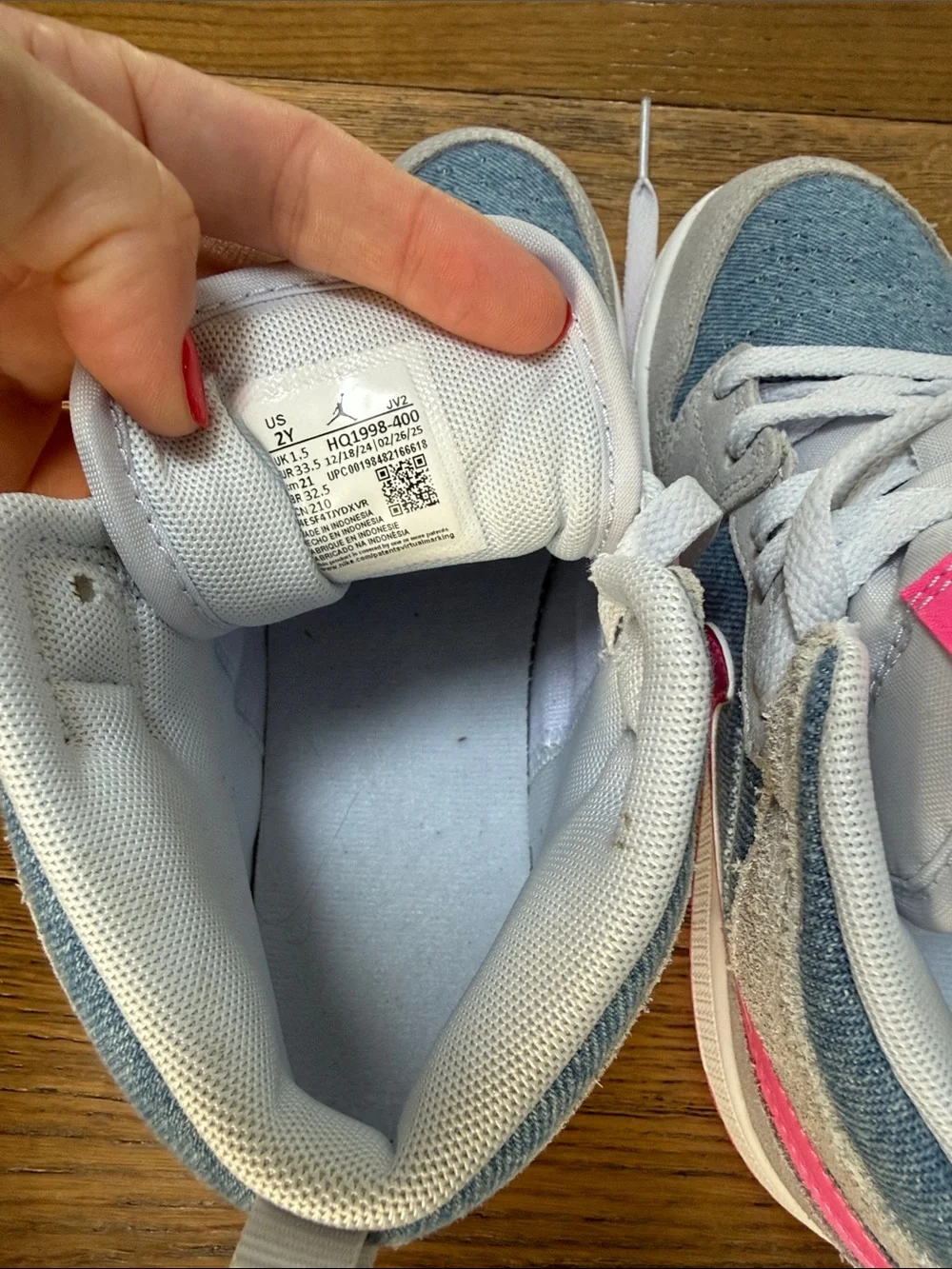 Jordan Kids Mid Sneakers in Gray, Blue & Pink